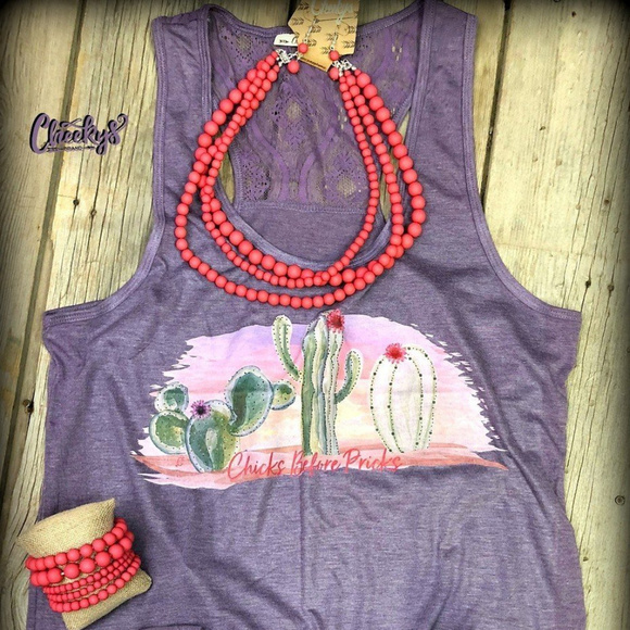 Chicks Before Pricks Laceback Tank - Picture 1 of 2